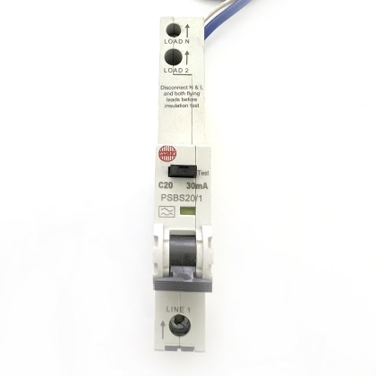 Wylex PSBS20/1 C20 20A 20 Amp 30mA RCBO 2 Double Pole Circuit Breaker Type A